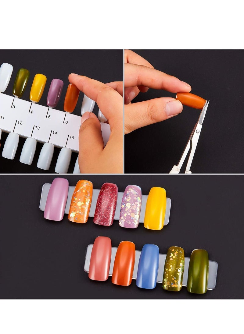 NIBEMINENT Nail Color Display Card 6 Pieces of Mold Double 36 Colors Plastic Polish Plate Portable Tips Palette with Chain for Training Etc. - Image 5