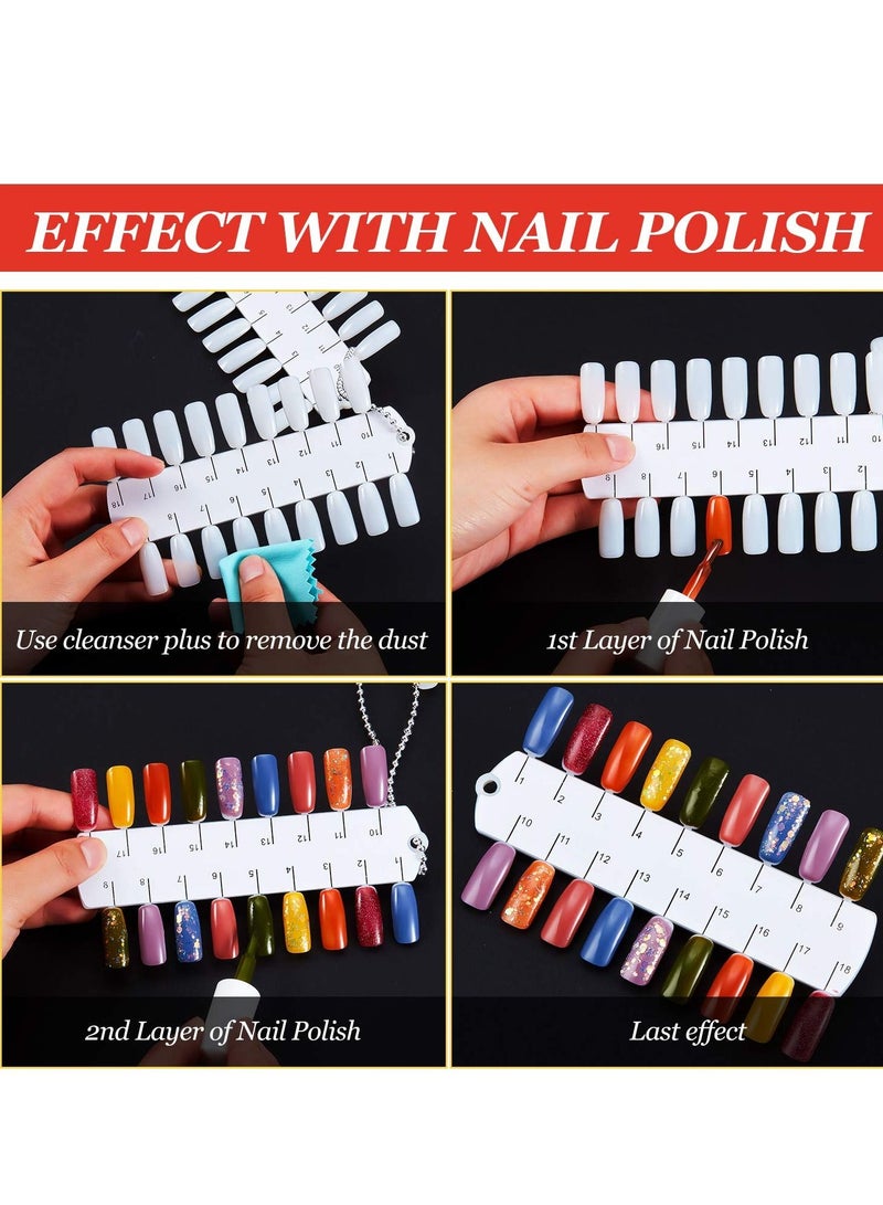 NIBEMINENT Nail Color Display Card 6 Pieces of Mold Double 36 Colors Plastic Polish Plate Portable Tips Palette with Chain for Training Etc. - Image 4