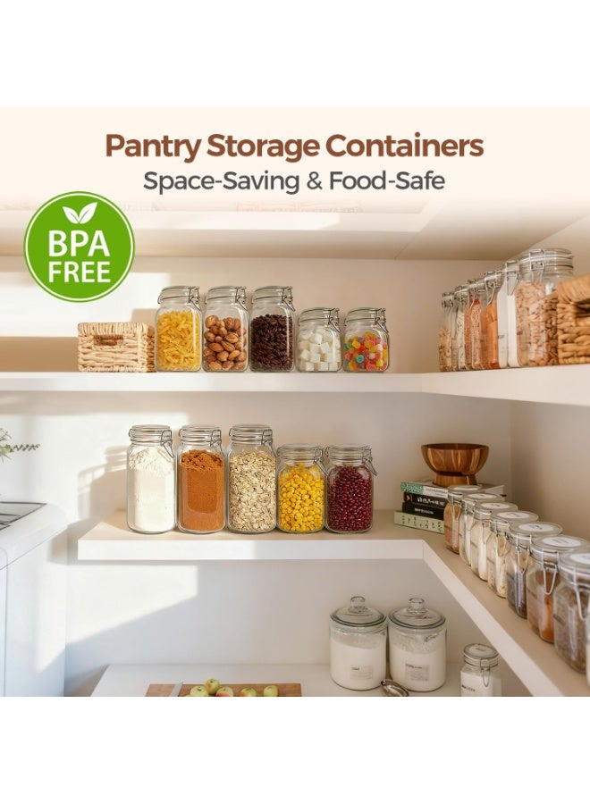 ComSaf Airtight Glass Canister Set of 3 with Lids 78oz Food Storage Jar Square - Storage Container with Clear Preserving Seal Wire Clip Fastening for Kitchen Canning Cereal,Pasta,Sugar,Beans,Spice - Image 2