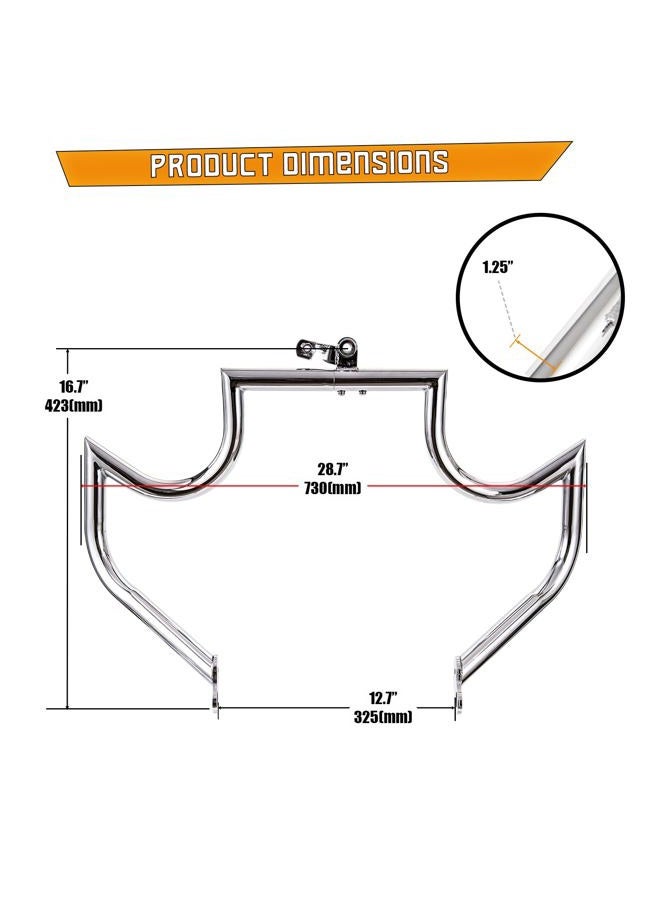 Kinglemc Engine Guard Highway Freeway Crash Bar for Honda VTX 1300 R S C Models 1300R 1300C 1300S (Mustache Silver) - Image 5