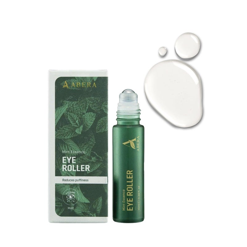Abera Eye Roller Serum for Men  Eye Bags Dark Circles  Puffiness Treatment  Mint Essence with Vitamin C  Peptides 034 fl oz