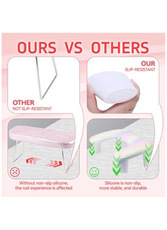 brunson Nail Arm Rest for Nails Tech U Shaped - Unicorn Shade Nail Arm Rest Comfortable Manicure Nail Hand Rest Pillow Cushion, PU Leather Nail Armrest Stand for Acrylic Nail Art Tech, Quick Installation  - Image 2