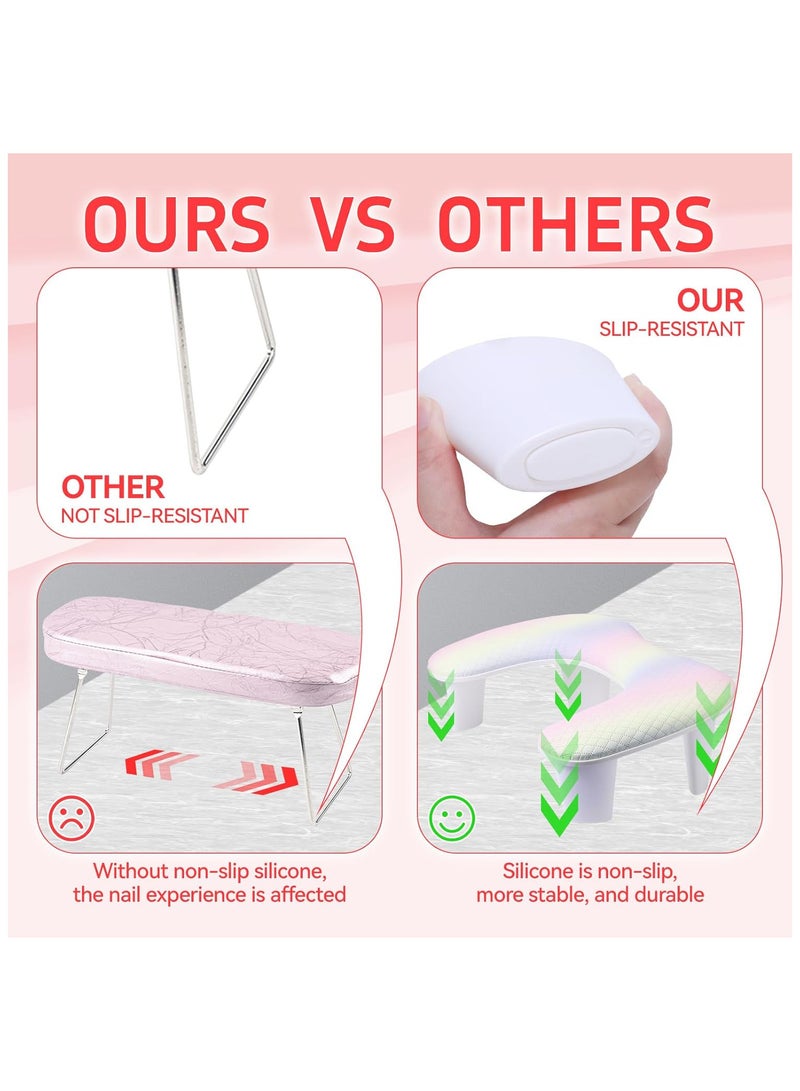 brunson Nail Arm Rest for Nails Tech U Shaped - Unicorn Shade Nail Arm Rest Comfortable Manicure Nail Hand Rest Pillow Cushion, PU Leather Nail Armrest Stand for Acrylic Nail Art Tech, Quick Installation - Image 2