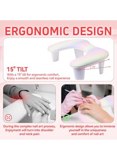 brunson Nail Arm Rest for Nails Tech U Shaped - Unicorn Shade Nail Arm Rest Comfortable Manicure Nail Hand Rest Pillow Cushion, PU Leather Nail Armrest Stand for Acrylic Nail Art Tech, Quick Installation  - Image 3