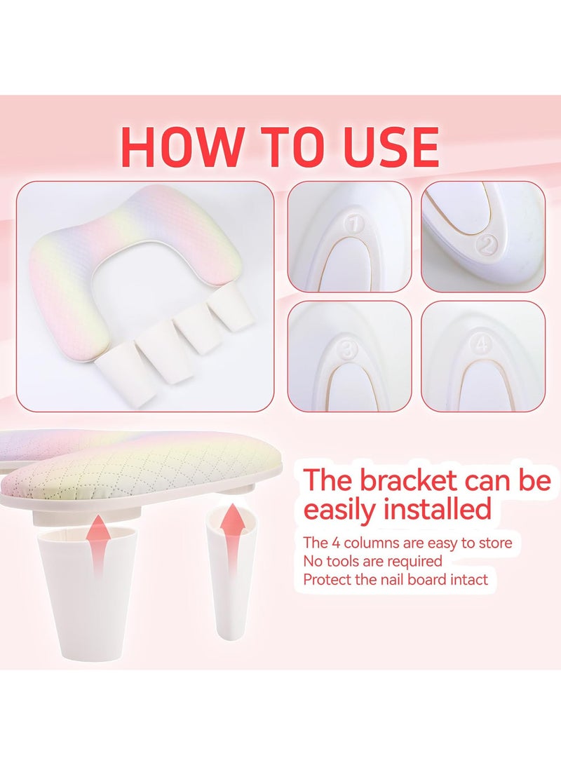 brunson Nail Arm Rest for Nails Tech U Shaped - Unicorn Shade Nail Arm Rest Comfortable Manicure Nail Hand Rest Pillow Cushion, PU Leather Nail Armrest Stand for Acrylic Nail Art Tech, Quick Installation - Image 4