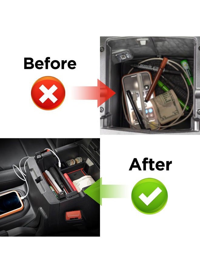 DrCarNow Upgrade Center Console Organizer Tray with USB Power Port for Jeep Wrangler JL/JLU 2018-2023, Gladiator JT Truck 2020-2023 Insert Armrest Tray Accessories - Image 5