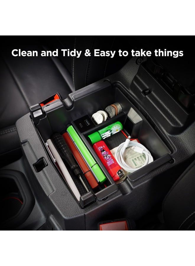 DrCarNow Upgrade Center Console Organizer Tray with USB Power Port for Jeep Wrangler JL/JLU 2018-2023, Gladiator JT Truck 2020-2023 Insert Armrest Tray Accessories - Image 3