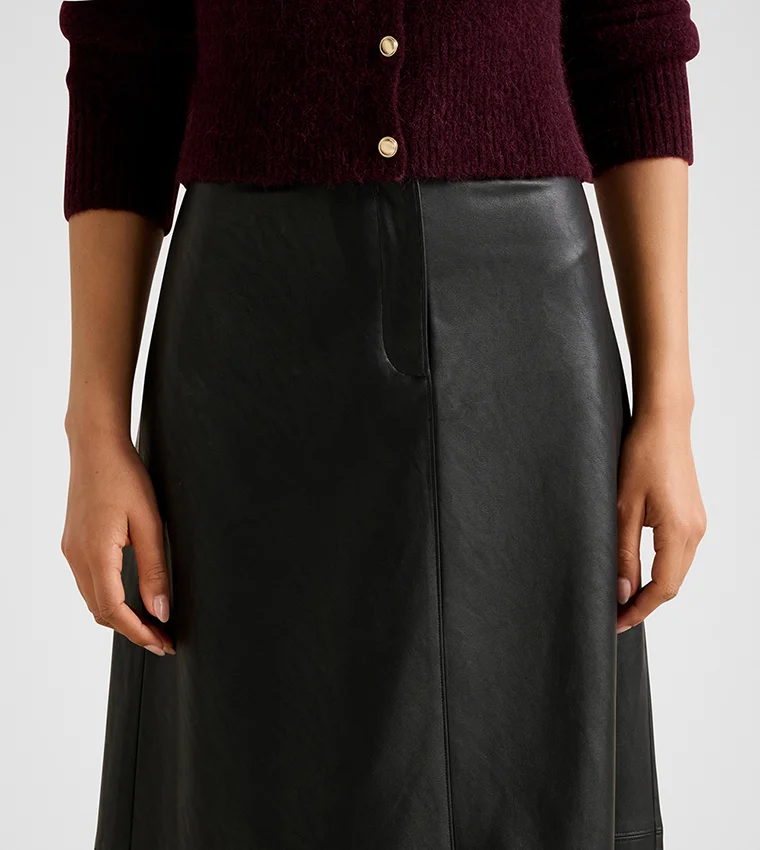 Forever New  Jaelyn Vegan Leather Midi Skirt for Women | Best Price UAE