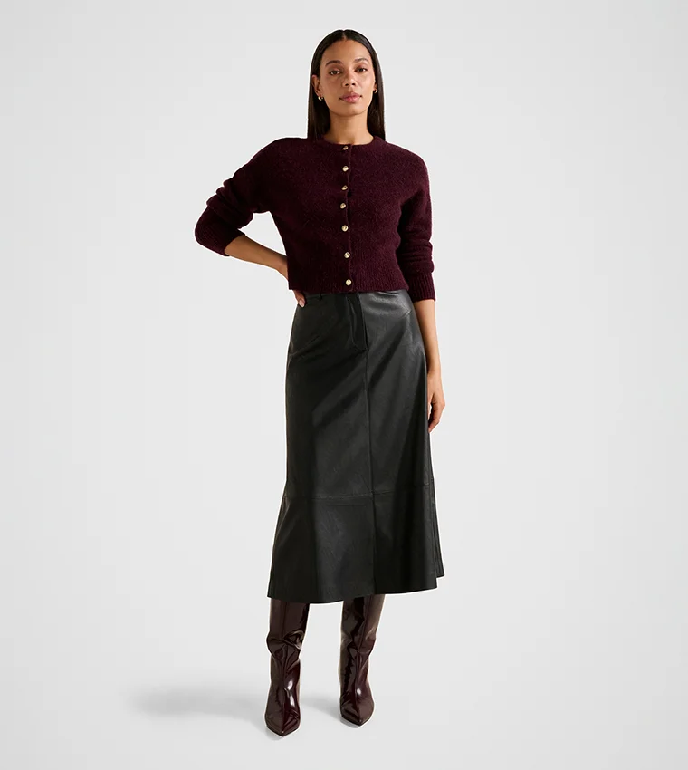 Forever New  Jaelyn Vegan Leather Midi Skirt for Women | Best Price UAE