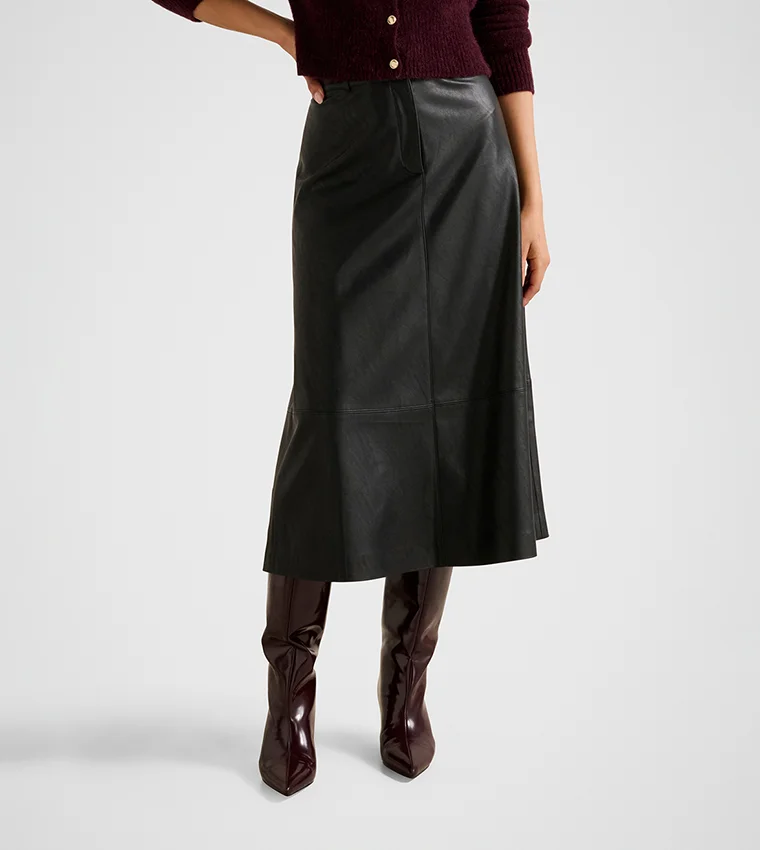 فورايفر نيو Jaelyn Vegan Leather Midi Skirt