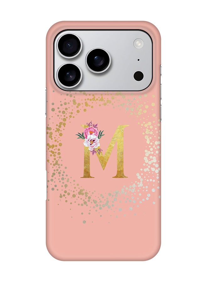 Stylizedd For iPhone 17 Pro,Case, [Compatible with MagSafe] Magnetic cover Slim fit Protection Matte, - Custom Monogram Floral - M  (Rose Pink )