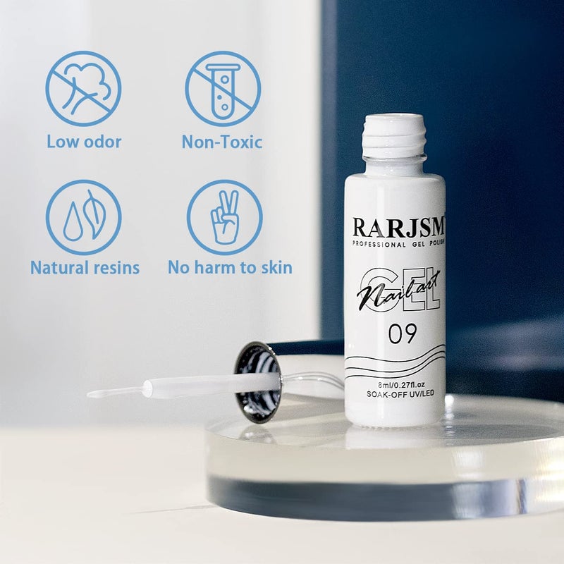 RARJSM Gel Liner Nail Art Polish White Painted Gel Nail Design Polish 1 Bottle Soak off Curing Requires 8ml Build in Thin Nail Brush for Classical Home Salon Diy Nail Design French Manicure Painting - Image 2