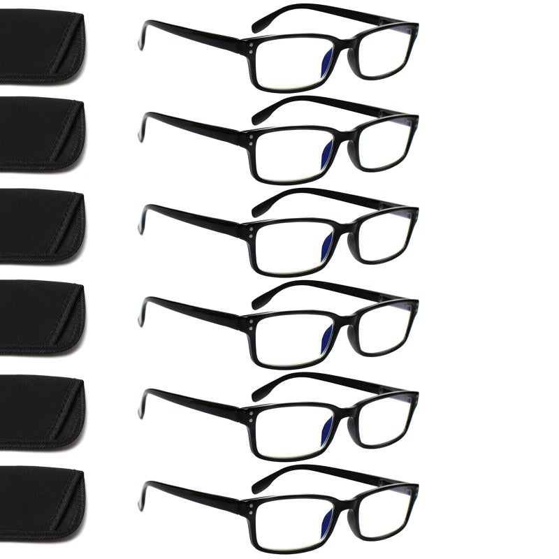 Kerecsen 6-Pack Reading Glasses Blue Light Blocking,Spring Hinge Readers for Men Women,Computer Eyeglasses (6 Black, 2.0, multiplier_x) - Image 1
