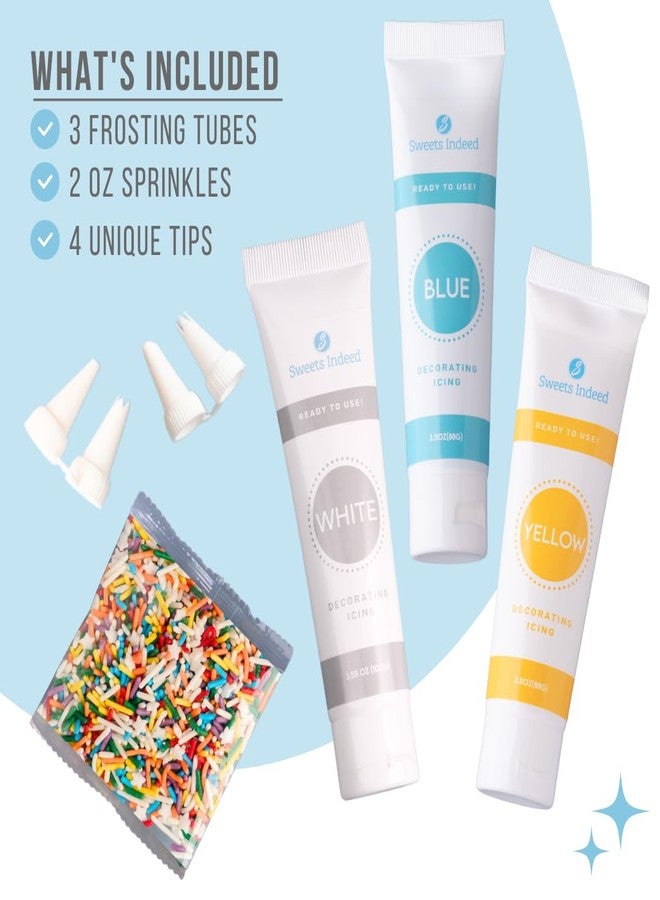Sweets Indeed Frosting Kit plus Sprinkles Frosting Tubes nozzles 11.71 ounces Perfect for baking and cookie decoarting (Rainbow) - Image 2