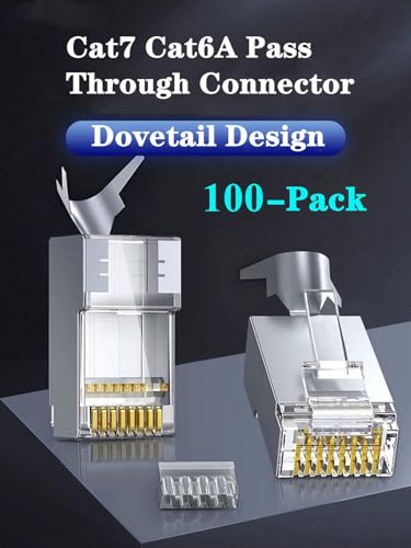 Gaobige 100-Pack Cat7 Cat6A RJ45 Pass Through Connectors Shielded (Cat7 Cat6A Ends/ RJ45 Modular Plugs) 100PCS Strain Relief Boots - Image 4