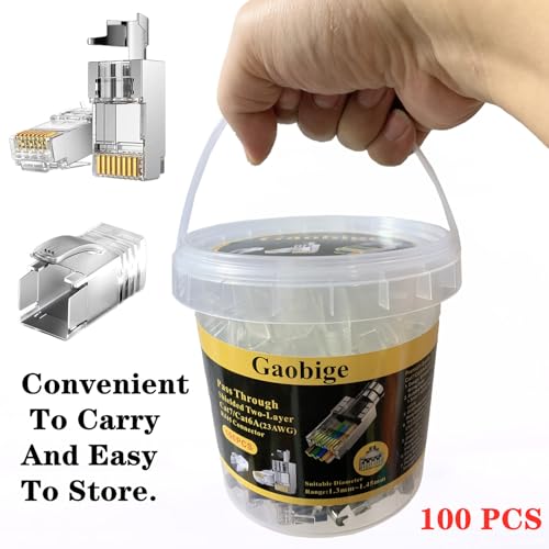 Gaobige 100-Pack Cat7 Cat6A RJ45 Pass Through Connectors Shielded (Cat7 Cat6A Ends/ RJ45 Modular Plugs) 100PCS Strain Relief Boots - Image 3