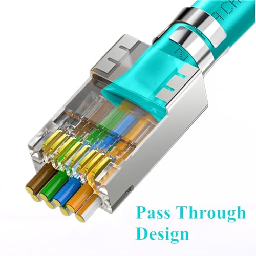 Gaobige 100-Pack Cat7 Cat6A RJ45 Pass Through Connectors Shielded (Cat7 Cat6A Ends/ RJ45 Modular Plugs) 100PCS Strain Relief Boots - Image 2