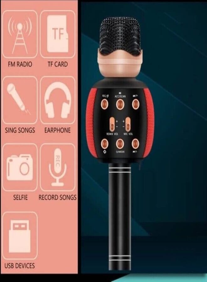 دي إل سي  ميكروفون كاريوكي ميكروفون محمول مزود بتقنية البلوتوث ومكبر صوت هاي فاي - Image 3