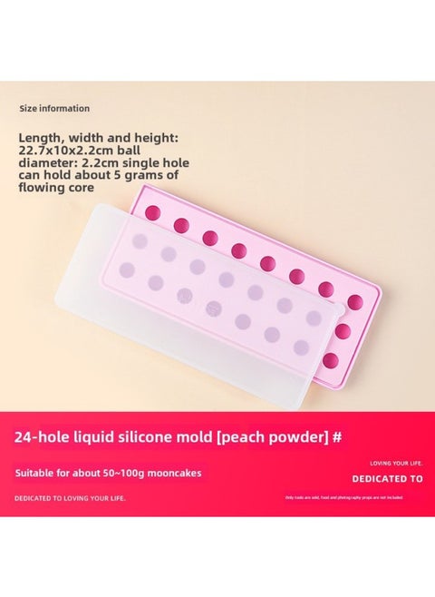 Silicone Milk Yellow Flow Heart Filling Moon Cake Mold Round Spherical Chocolate Yogurt Frozen Ice Cube Ice Tray Box Home Baking-Specifications:24 Holes 2.2cm About 5g (raspberry Powder) With Lid-Color:As Shown In The Figure