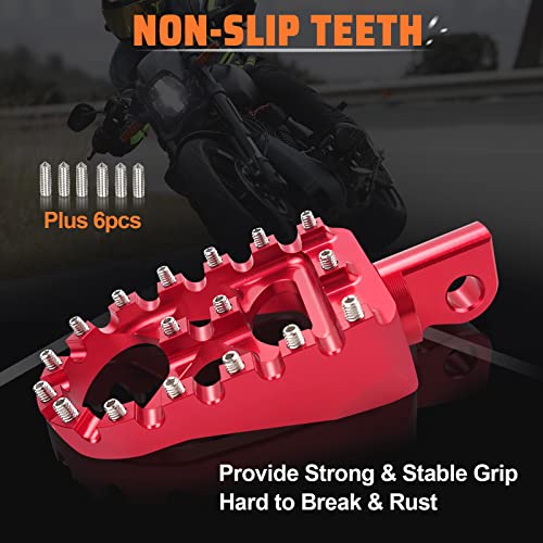 StarknightMT CNC Wide Fat Footpegs 360° Roating MX Foot Pegs Chopper Bobber Style Compatible with Dyna Fatboy Sportster Iron 883 (Red) - Image 5