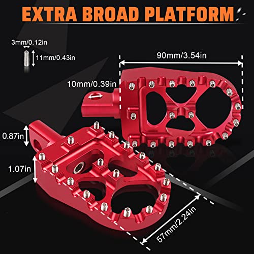 StarknightMT CNC Wide Fat Footpegs 360° Roating MX Foot Pegs Chopper Bobber Style Compatible with Dyna Fatboy Sportster Iron 883 (Red) - Image 3