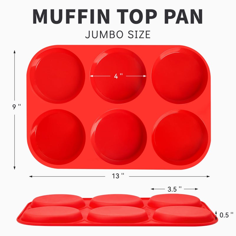Puyeipt 4 Inch Silicone Egg Molds for Breakfast Sandwiches, 2 Pack Jumbo Size Muffin Top Pans, Non-Stick Round Baking Molds for Egg Bites, Hamburger Buns, English Muffins, Whoopie Pies - Image 2