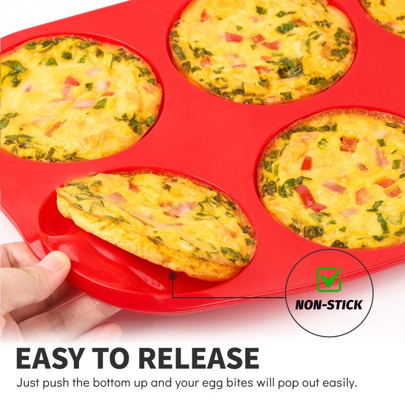 Puyeipt 4 Inch Silicone Egg Molds for Breakfast Sandwiches, 2 Pack Jumbo Size Muffin Top Pans, Non-Stick Round Baking Molds for Egg Bites, Hamburger Buns, English Muffins, Whoopie Pies - Image 4