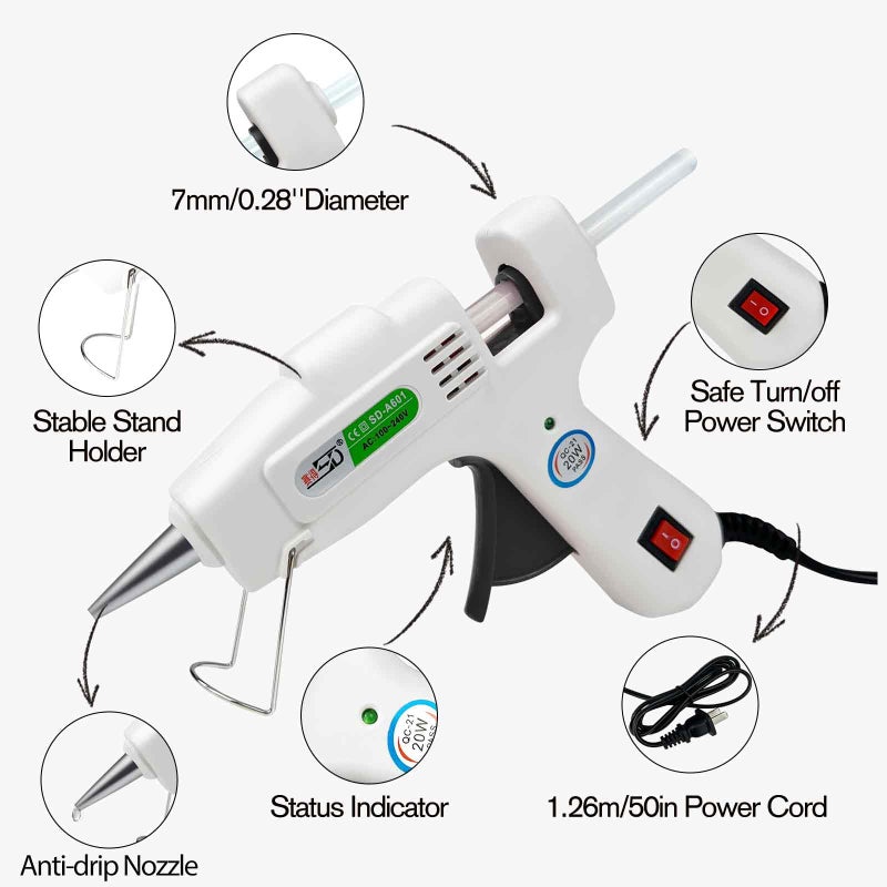 Krightlink Hot Glue Gun Kit with 30 Glue Sticks, Fast Preheating Hot Melt, High Temp for School Crafts DIY Arts and Quick Home Repairs (20w) - Image 2