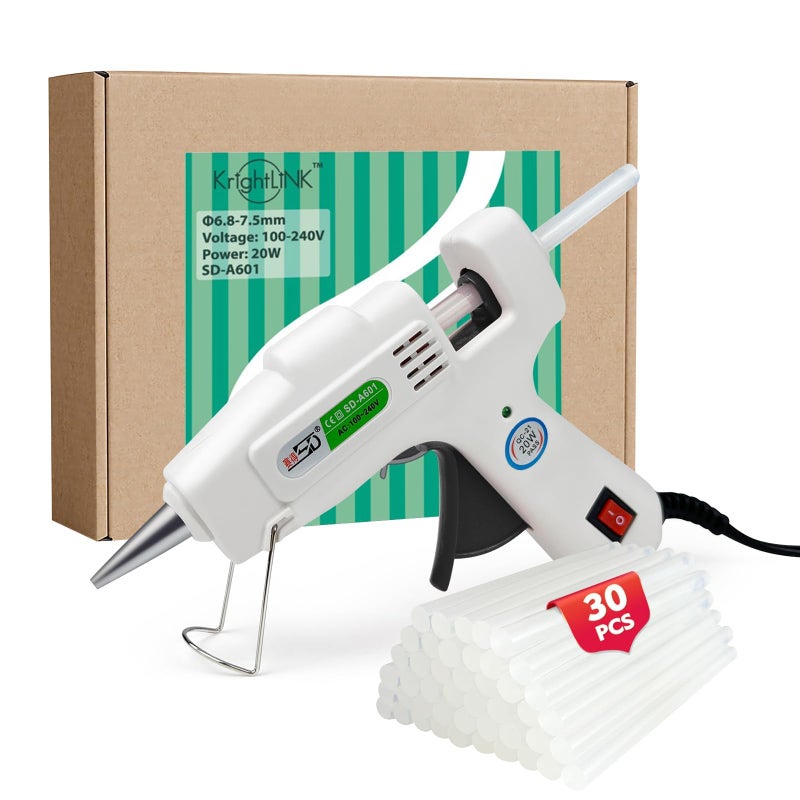 Krightlink Hot Glue Gun Kit with 30 Glue Sticks, Fast Preheating Hot Melt, High Temp for School Crafts DIY Arts and Quick Home Repairs (20w) - Image 1