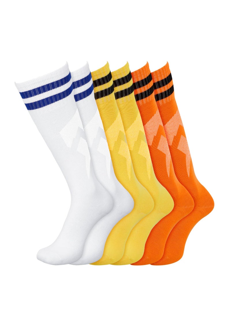 سيوسي 3 أزواج من جوارب كرة القدم للأطفال، جوارب كرة القدم للأطفال، جوارب طويلة لكرة القدم قابلة للتنفس للأولاد والبنات، جوارب رياضية للأولاد والبنات والشباب والجري والتدريب والرجبي (من سن 5 إلى 12 عامًا) - Image 1