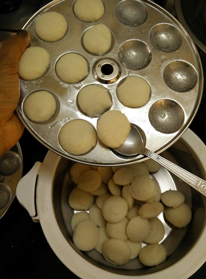 Dharam Paul Traders Dharam Paul Traders Stainless Steel Mini Idli Maker Stand Podi idli Steamer with 3 Plates and 36 Cavities12 Cavities in 1 Plate  - Image 2