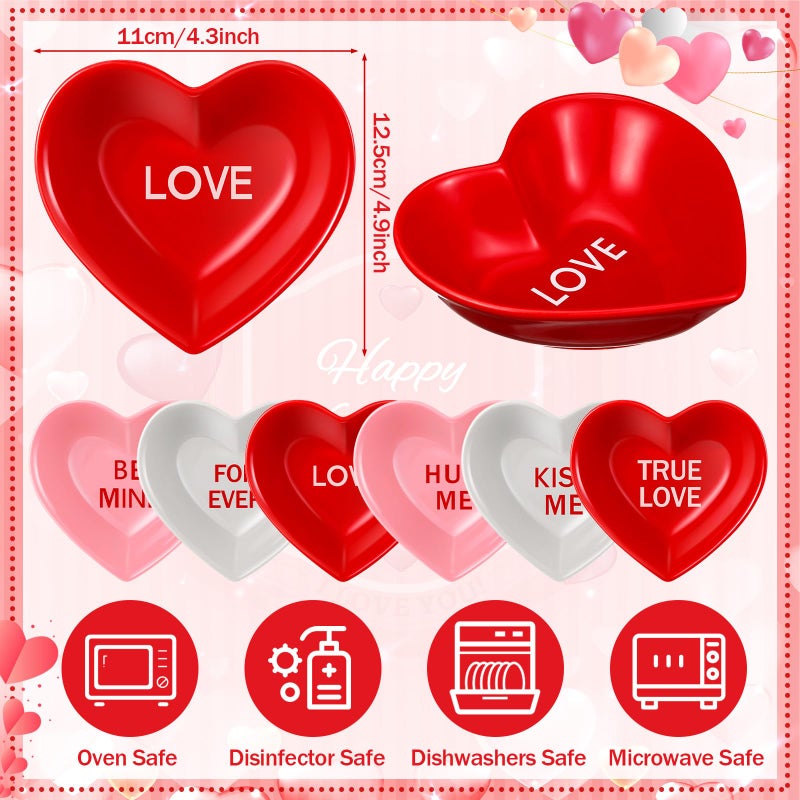 LOYIM 6 Pcs Valentine's Day Dishes Heart Candy Dishes Dessert Fruit and Snack Plates for Party Valentine's Day Wedding Home Decoration - Image 2