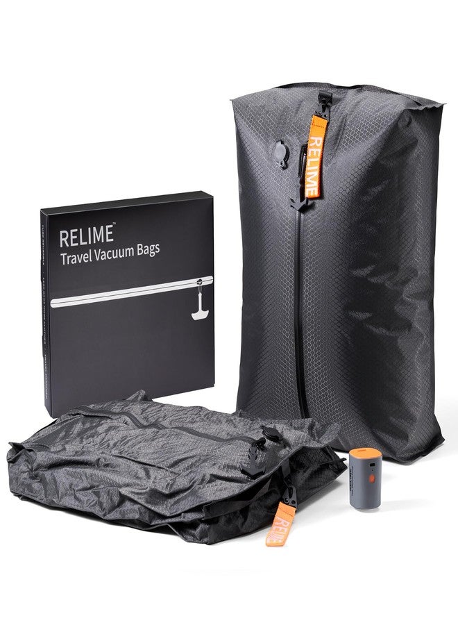 Relime Travel Luggage Vacuum Bags with Cordless Pump, Revolutionary Reusable Compression Bags for Suitcases and Backpacks, Vacuum Packing Cubes for Fabric Packing (2 - Image 1