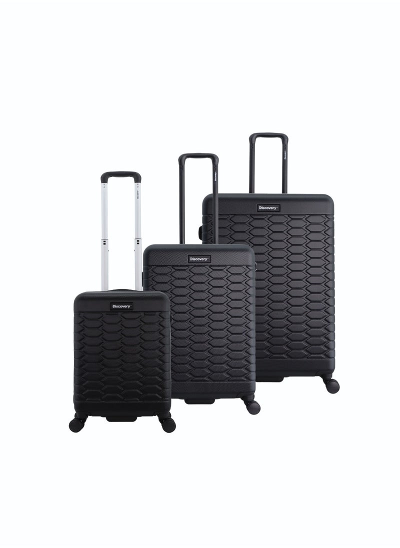 Discovery Reptile ABS Hardshell Luggage Set Black, Durable Lightweight Expandable Suitcase, 4 Double Wheel With TSA Lock 3pcs Trolley Bag (20+24+28 Inch). - pzsku/ZC3B76A280A5818FE4EDDZ/45/_/1720623407/e9f63624-702b-4791-b114-81d478c1cd74