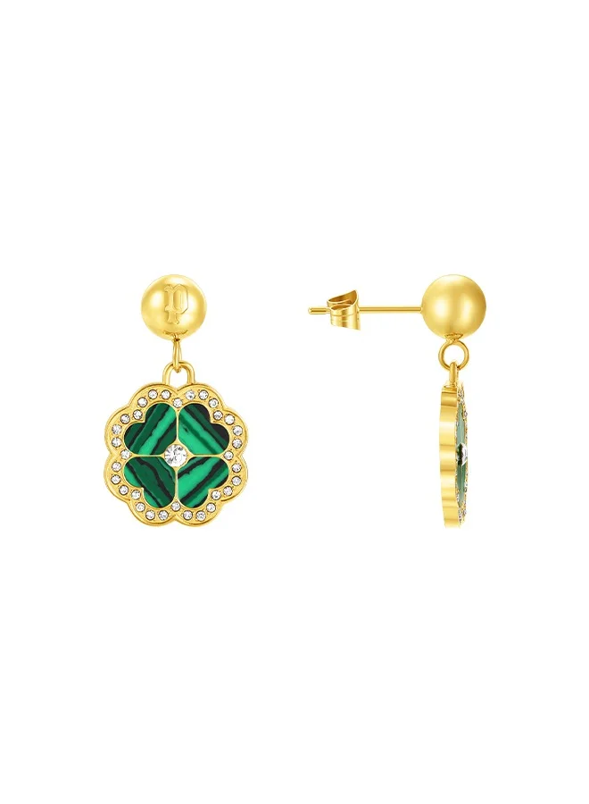 POLICE Flora Gold Plated Ladies Earrings With Malachite 15MMPEJLE0003201