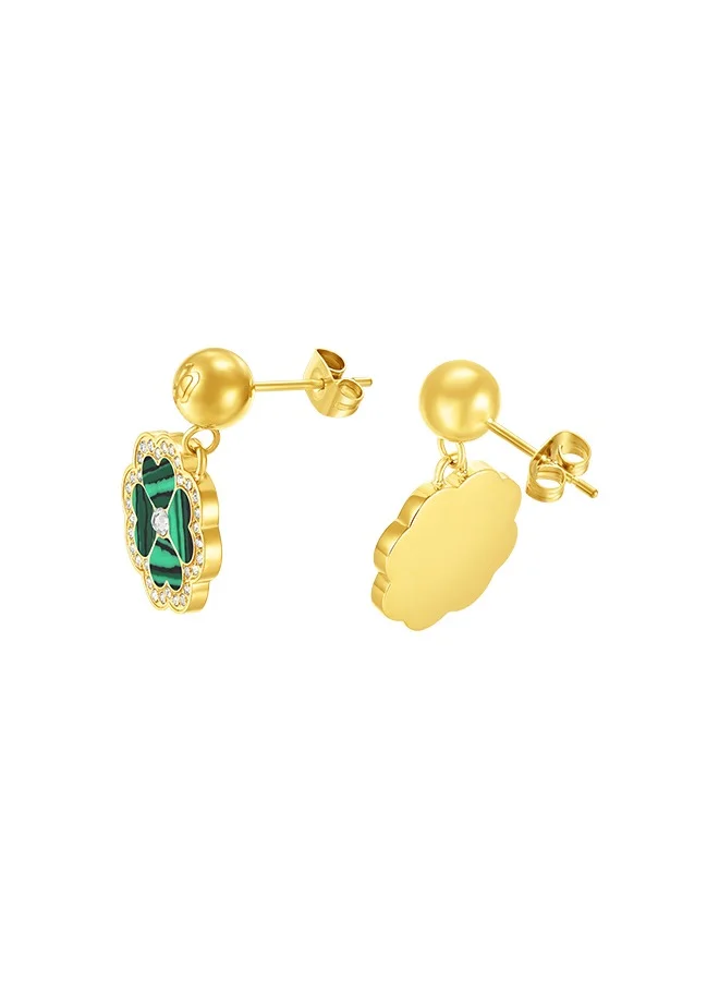 POLICE Flora Gold Plated Ladies Earrings With Malachite 15MMPEJLE0003201