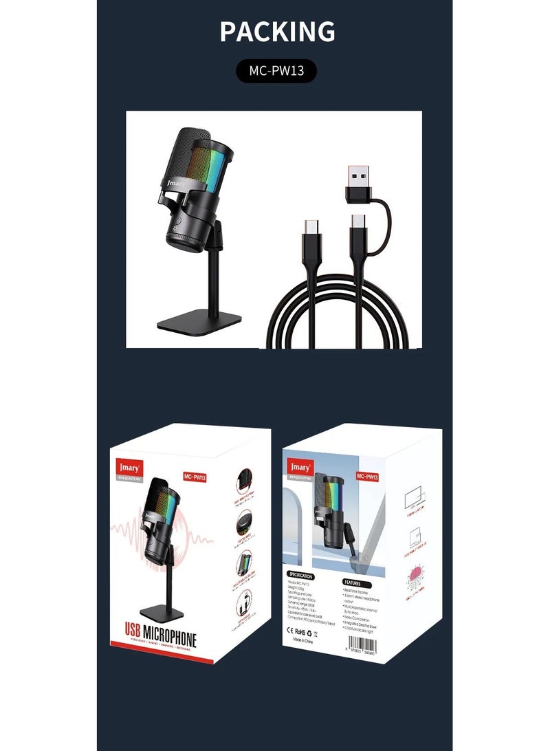 Jmary MC-PW13 Zero Latency USB Desktop Microphone - Image 2