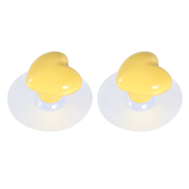 1 Pair Heart Shape Knobs Ceramic Drawer Pull Handle Cup Hook Furniture Door Handle for Home Dorm (Yellow) - Image 1