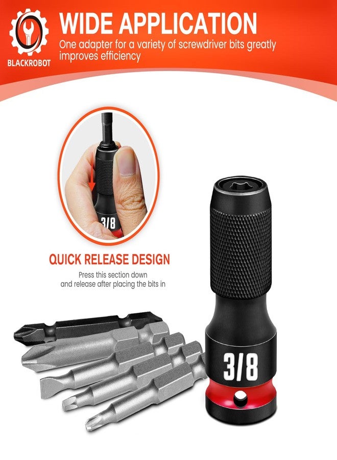 BLACKROBOT Quick Release Impact Bit Holders 3/8-Inch Square Drive to 1/4-Inch Hex Socket Adapter, CR-MO Steel, Embossed Size Marking - Image 3