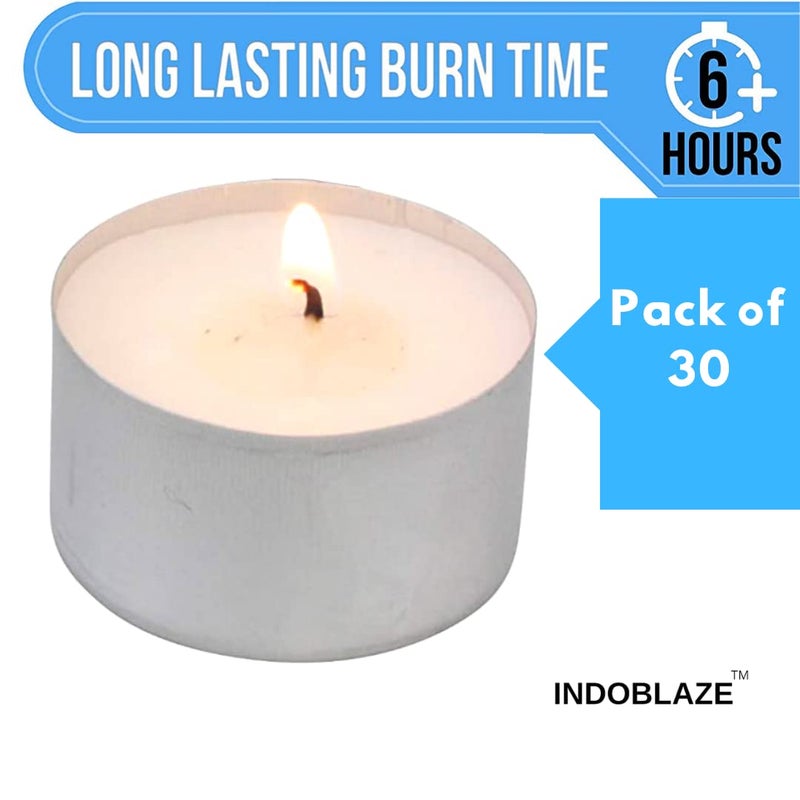 Indoblaze Paraffin Wax Long Burning Tea Light Candles Tealights Candles Set Of 30 Big 22 Gram Each Burning Time 56 Hours Appx Pack Of 30 Unscented - Image 3
