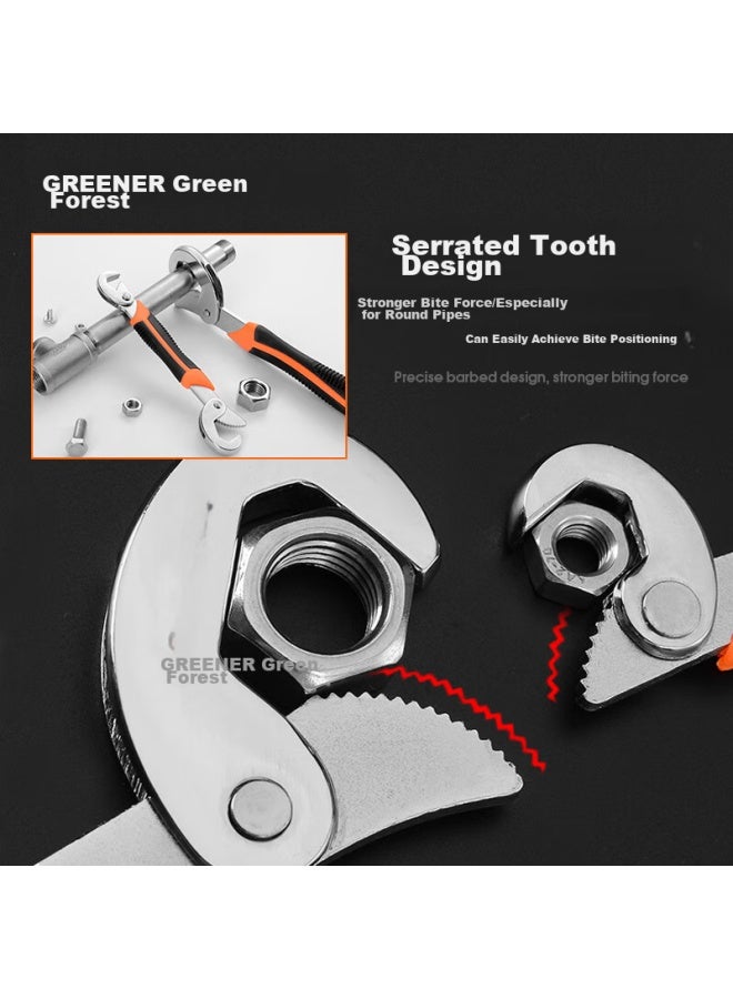 Greener Wrench Set, Household Two-piece Tool Kit, Pipe Wrench, Universal Adjustable Wrench, Multi-functional Plumbing Tool - Image 2