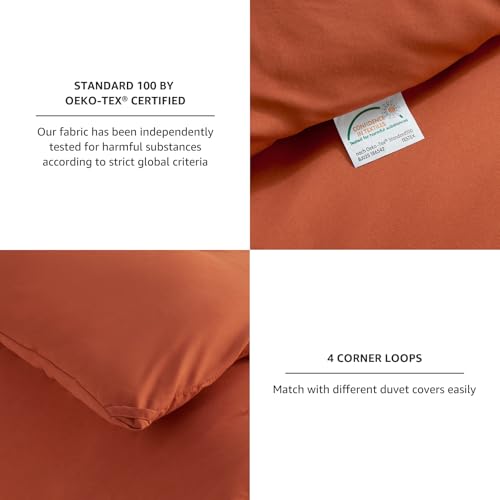 CozyLux Terracotta Queen Comforter Set, 3 Pieces Burnt Orange Rust Solid Breathable Quilted Bedding Sets, Luxury Fluffy Soft Bed Set with Down Alternative Comforter and 2 Pillowcases for All Season - Image 5