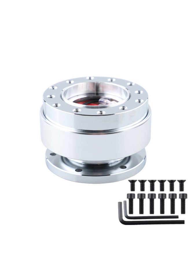 Racing Car Quick Release And Convenient Modification Steering Wheel Quick Release Device Car Connection Adapter Anti-theft Part Modification Base Quick Release-Product Color:Silver  - Image 1