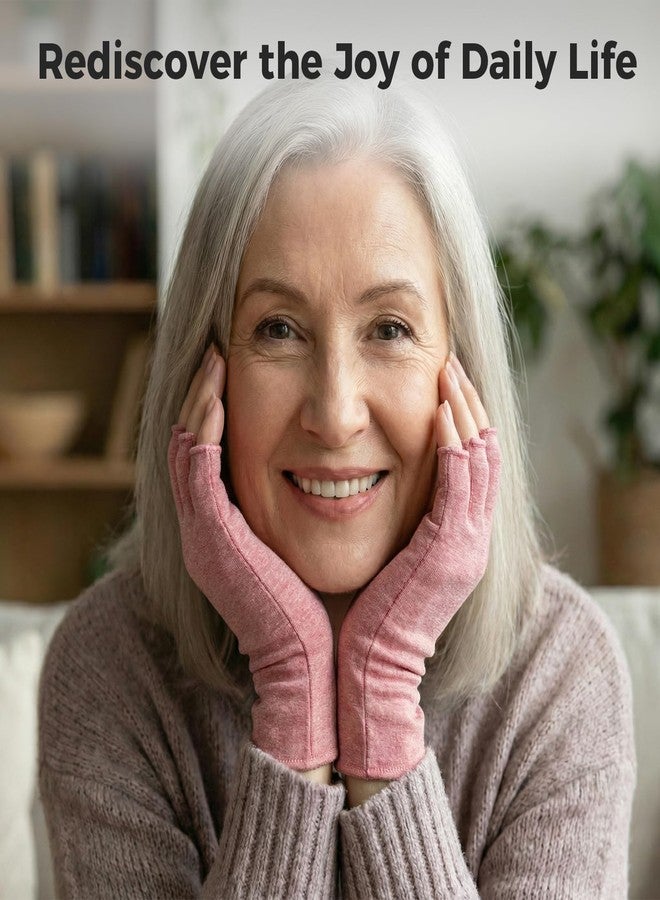 Donfri Fingerless Compression Arthritis Gloves for Women Men, Breathable Joint Pain Relief for Typing, Driving & Crafts, Pink, 2 Pairs, M - Image 5