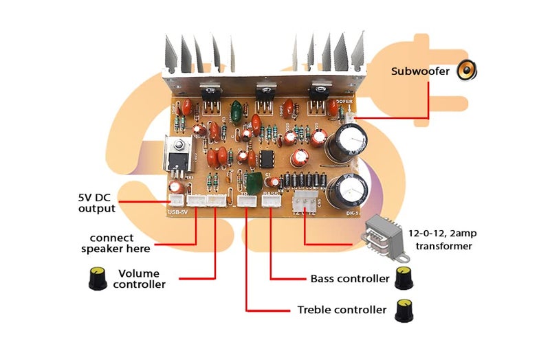 Electronicspices Electronic Spices 2.1 Home Theater Amplifier Circuit Board Kit 100 Watt Home Theater Audio Board (Tda2030) - Image 3