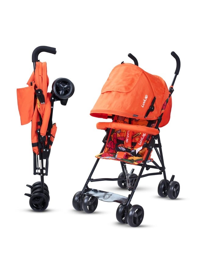 Luvlap Tutti Fruti Baby Stroller/Buggy, Lightweight, Compact & Travel Friendly Baby Pram for 6-36 Months, 5 Point Safety Harness, Adjustable seat Recline, Extendable Canopy, Upto 15Kg (Orange) - Image 1
