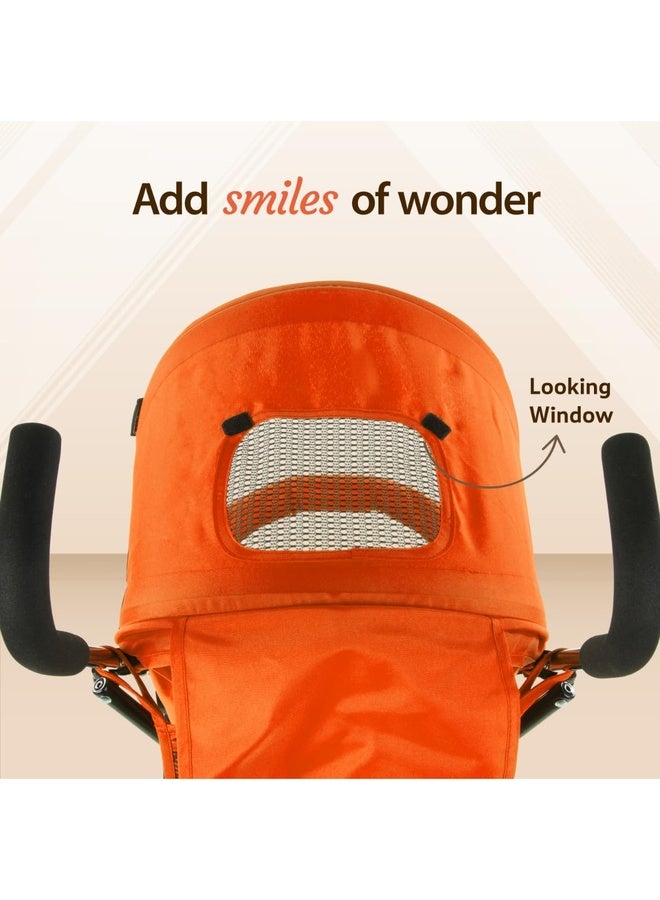 Luvlap Tutti Fruti Baby Stroller/Buggy, Lightweight, Compact & Travel Friendly Baby Pram for 6-36 Months, 5 Point Safety Harness, Adjustable seat Recline, Extendable Canopy, Upto 15Kg (Orange) - Image 5