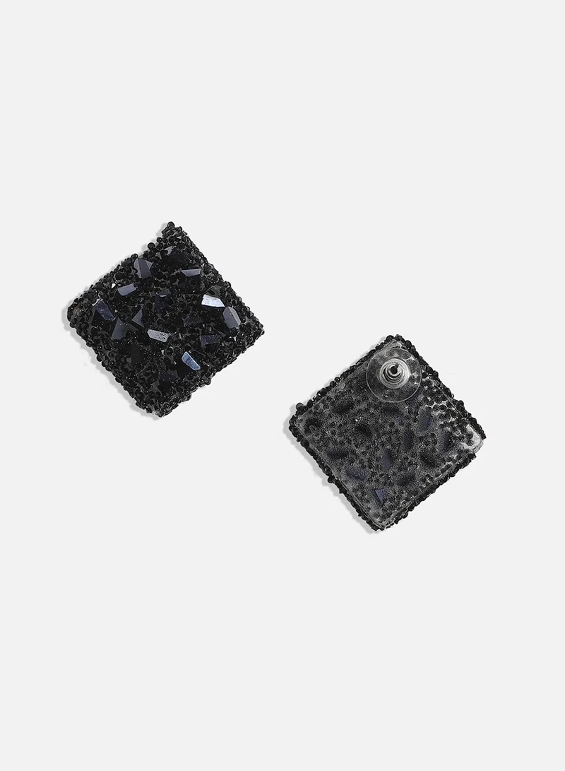 SOHI Embellished Cluster Rhombus Artificial Stud Earring Jewellery