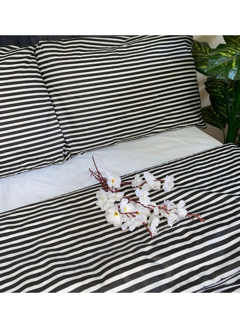 Yarlin-Bed Set (Flat Bedsheet for 200 cm beds and 2 Small Pillowcases (Lines) Design - Image 2