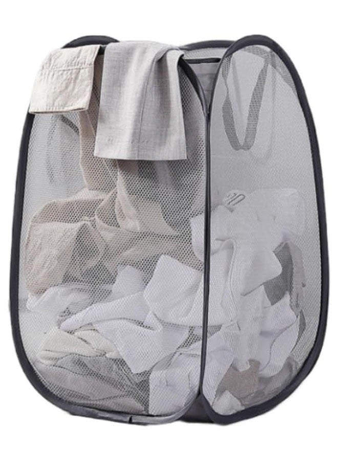 YelaJoy Laundry Basket Clothes Hamper, Foldable Storage Basket,Collapsible Clothes Washing Laundry Hamper,Travel Hamper,Mesh Pop Up Laundry Hamper with Carry Handle （Black） - Image 1